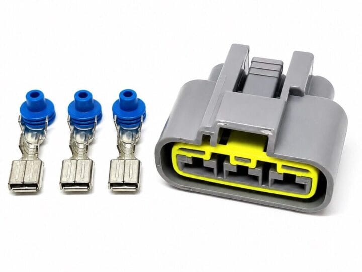 Furukawa QLW-250 Series Sealed Connectors, for Shindengen Mosfet type Rectifiers. Fit Shindengen SH775, FH020, FH012, FH011, FH010, and FH009 Series Rectifier/Regulator Stator Connection.